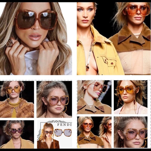 2 FENDI RUNWAY OVERSIZED SUNGLASSES IN 2 SHADES WORN ON CELEBS, ARIANA & KHLOE - Picture 12 of 16